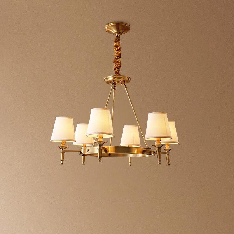 Alessio Antique Brass Linen Chandelier Bedroom Living Room