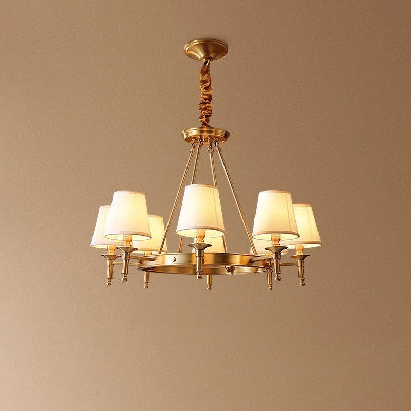 Alessio Antique Brass Linen Chandelier Bedroom Living Room