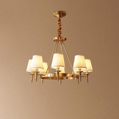 Alessio Antique Brass Linen Chandelier Bedroom Living Room