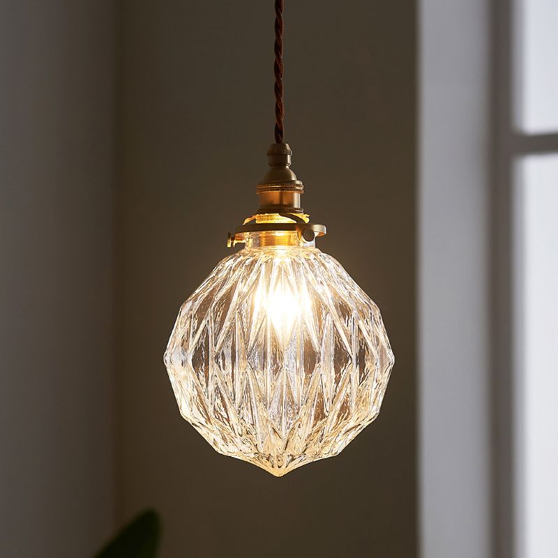 Glass pendant light. Hailie retro style for bedroom lighting.