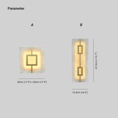 Jade Geometric Modern Rectangular Alabaster Wall Lamp Living Room Bedroom