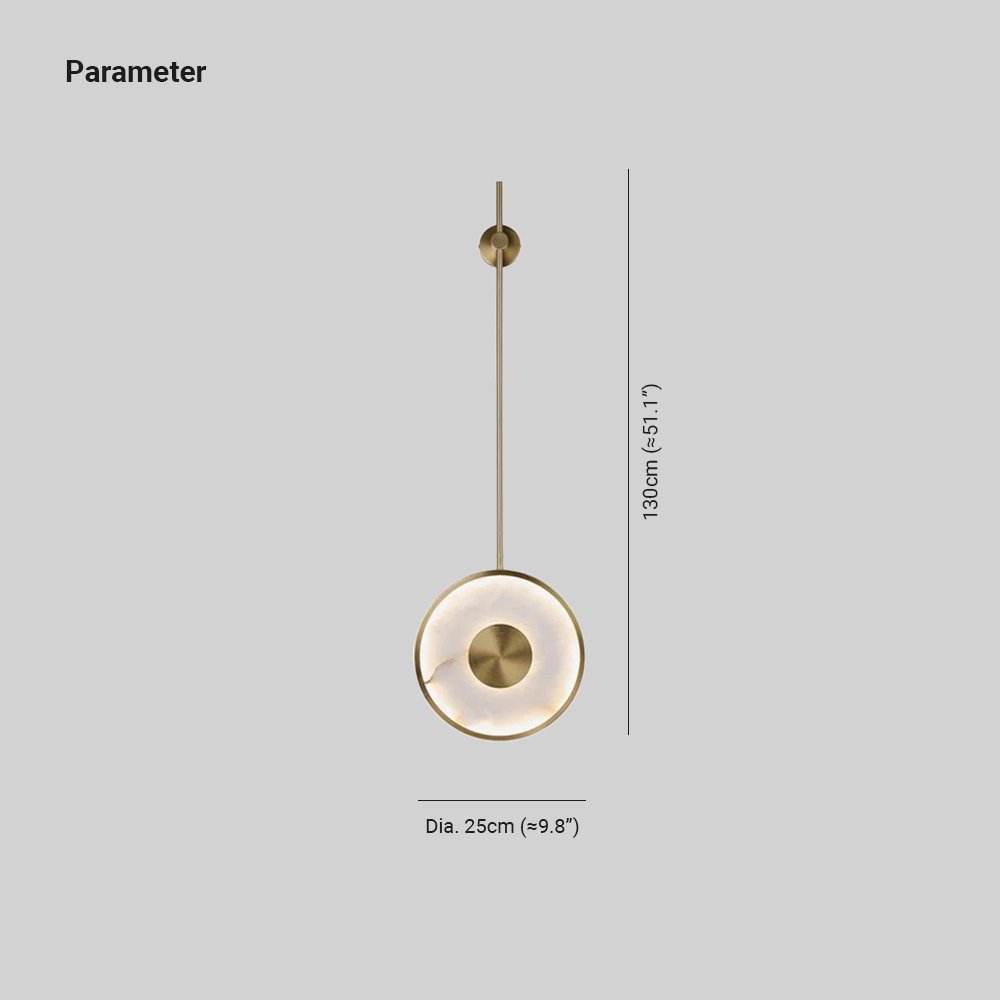 Jade Sculptural Round Alabaster Brass Wall Lamp Living Room Bedroom