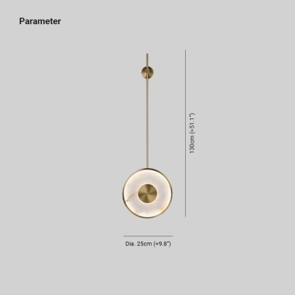 Jade Sculptural Round Alabaster Brass Wall Lamp Living Room Bedroom