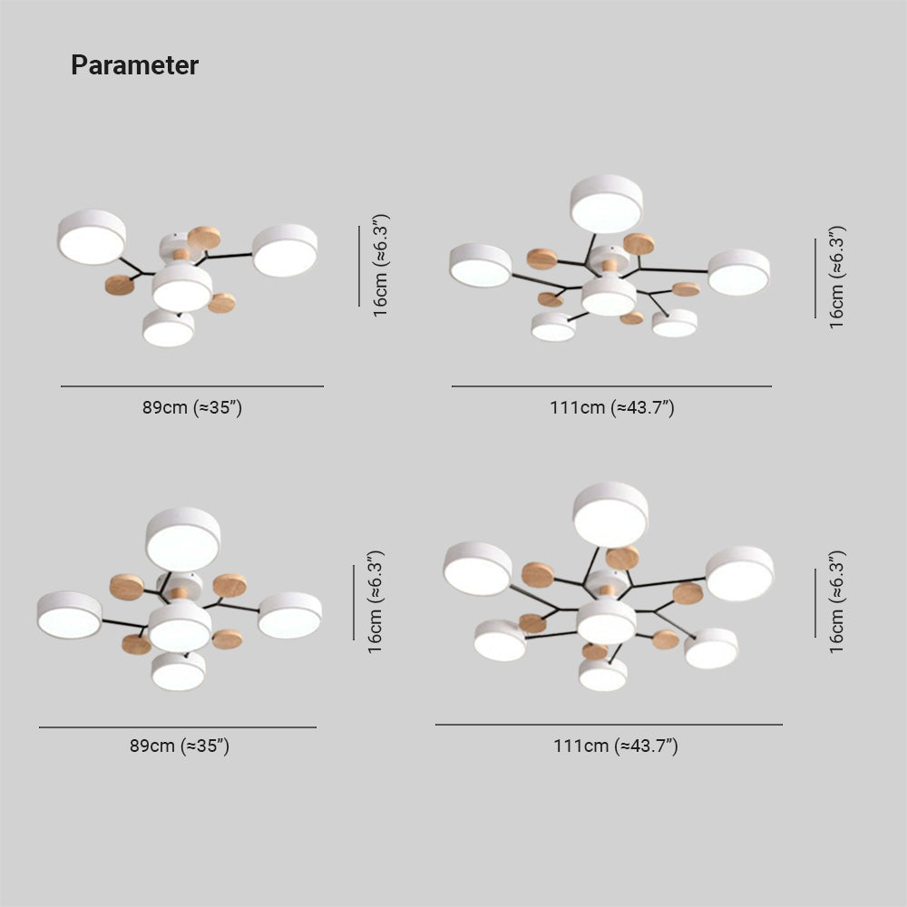 Sienna Geometric Flush Mount Ceiling Light Acrylic/Wood Living Room
