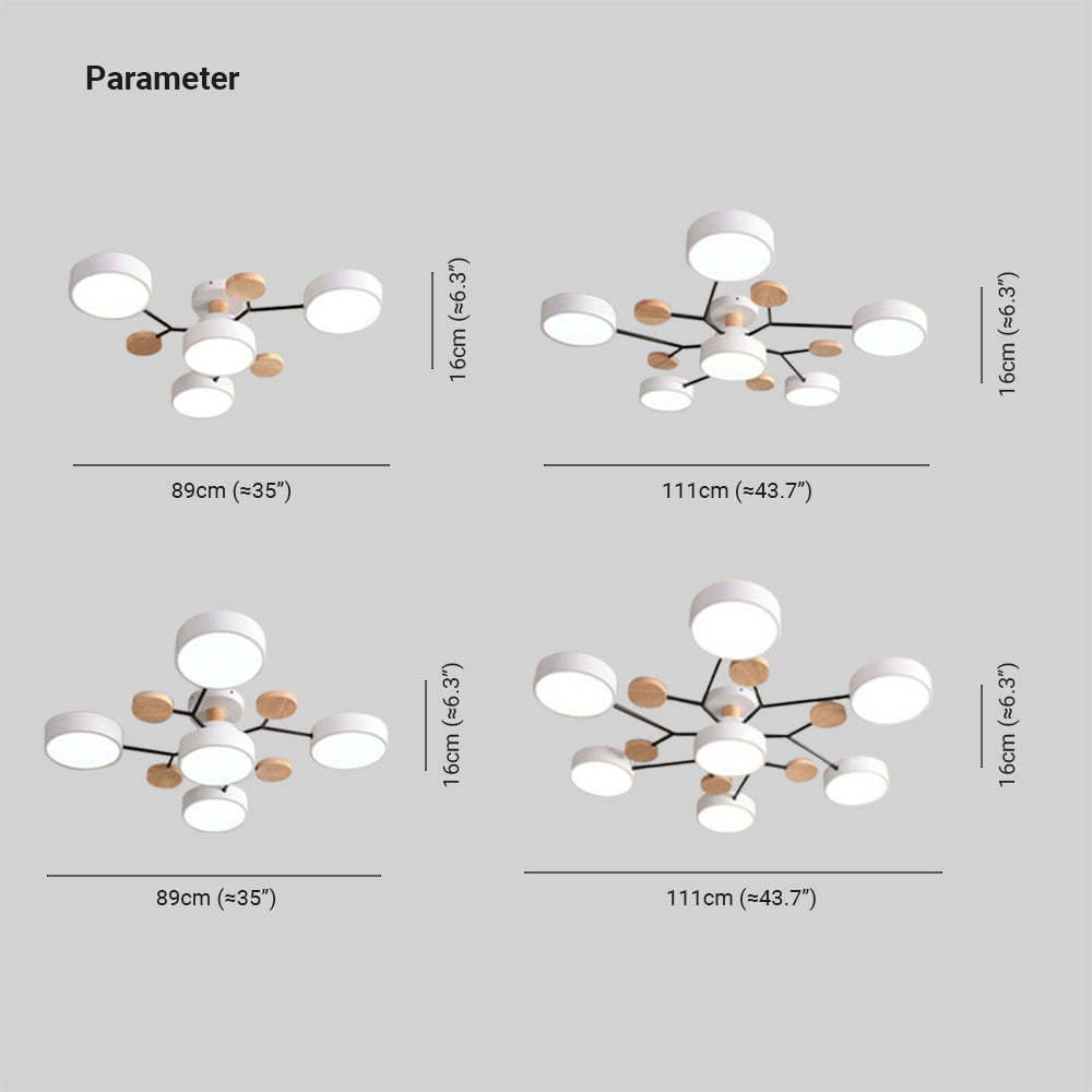 Sienna Geometric Flush Mount Ceiling Light Acrylic/Wood Living Room
