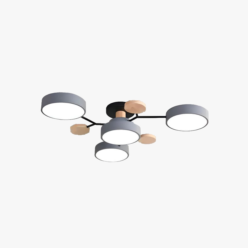 Sienna Geometric Flush Mount Ceiling Light Acrylic/Wood Living Room
