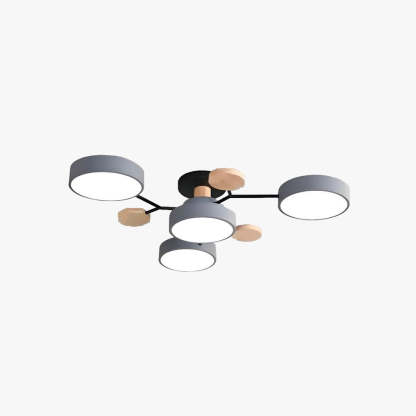 Sienna Geometric Flush Mount Ceiling Light Acrylic/Wood Living Room