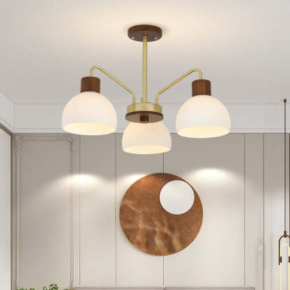 Lily Rustic Chandelier Metal/Wood/Glass Living Room/Dining Room