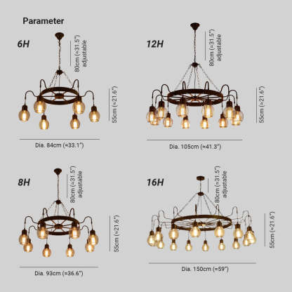 Alessio Chandelier Dimensions: 6H, 8H, 12H, 16H. Metal & Glass