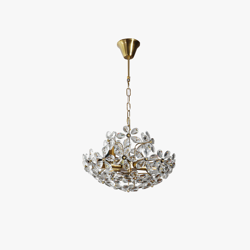 Félicie Retro Vintage Gold Flower Crystal Pendant Light Living Room
