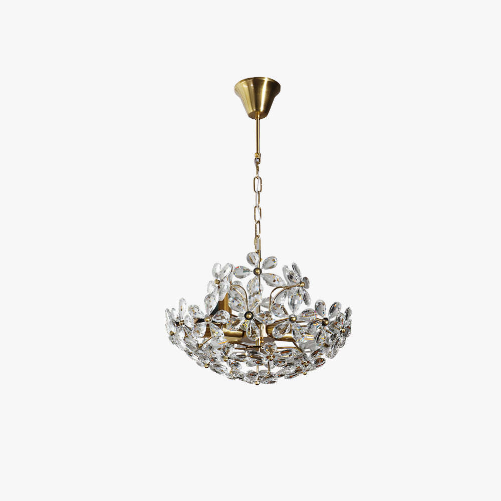 Félicie Retro Vintage Gold Flower Crystal Pendant Light Living Room