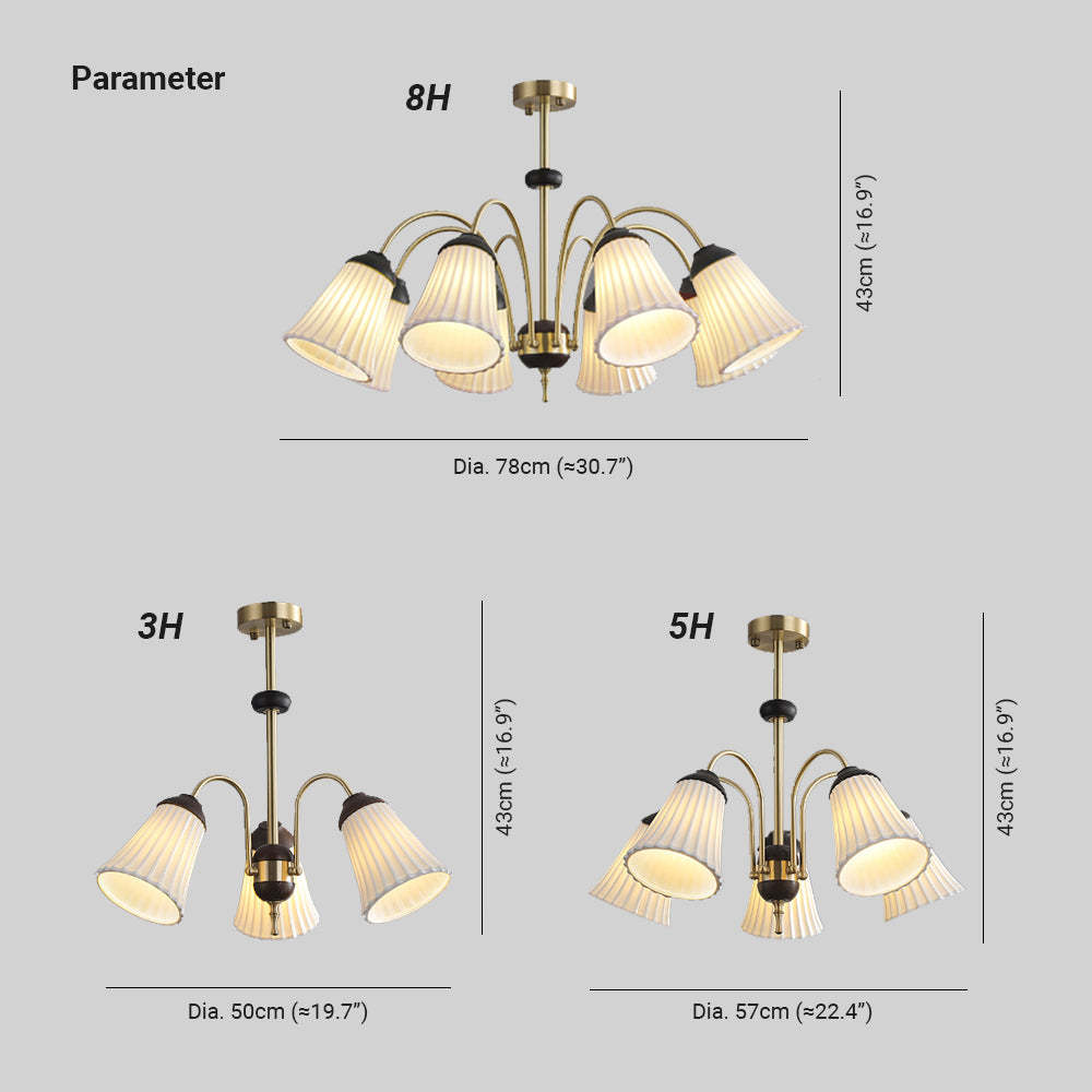 Félicie Retro LED Chandelier Golden Metal Dining Room Bedroom