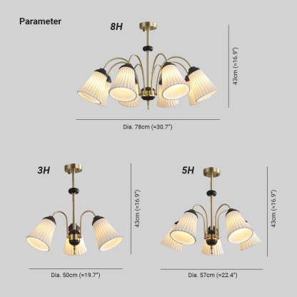 Félicie Retro LED Chandelier Golden Metal Dining Room Bedroom