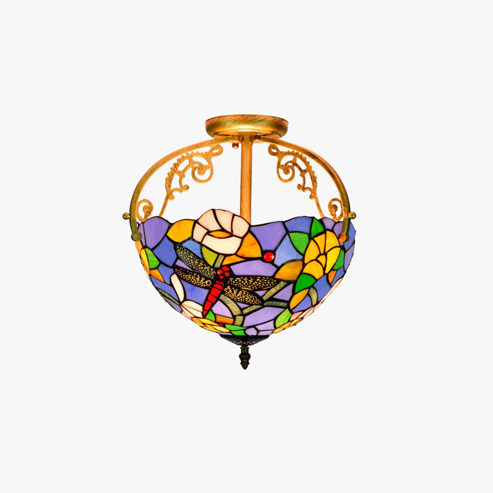 Eryn Vintage Acrylic Flush Mount Ceiling Light Multicolor Metal Glass