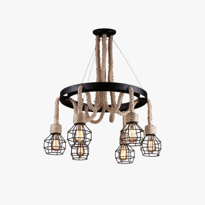 Epoch Industrial LED Chandelier Metal Rope Living Room Bedroom