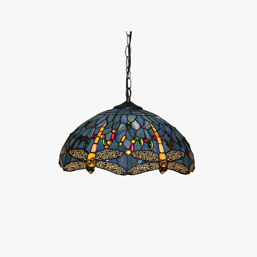 Eryn Vintage Pendant Light Stained Glass Metal Bowl Living Room