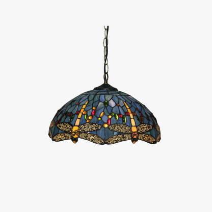 Eryn Vintage Pendant Light Stained Glass Metal Bowl Living Room