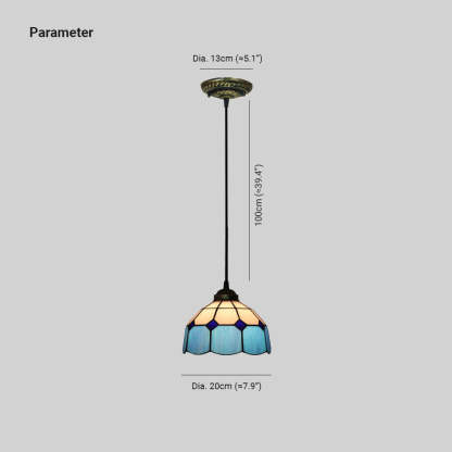Eryn Dome Shade European Pendant Light Stained Glass Living Room
