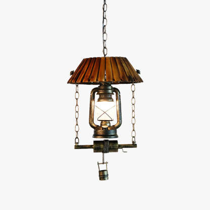 Alessio Vintage LED Pendant Light with Bamboo Shade