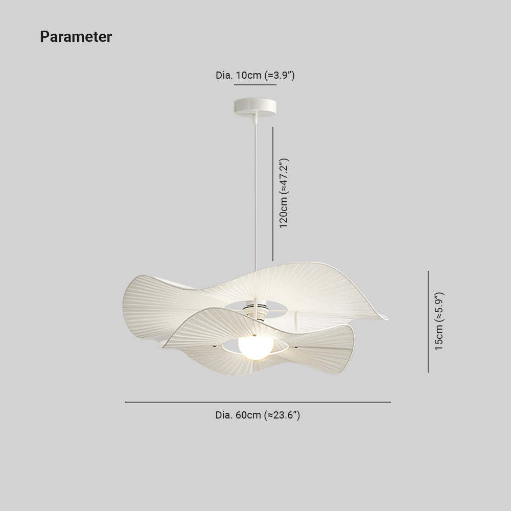 Renée Modern LED Pendant Light White Metal Fabric Living Room