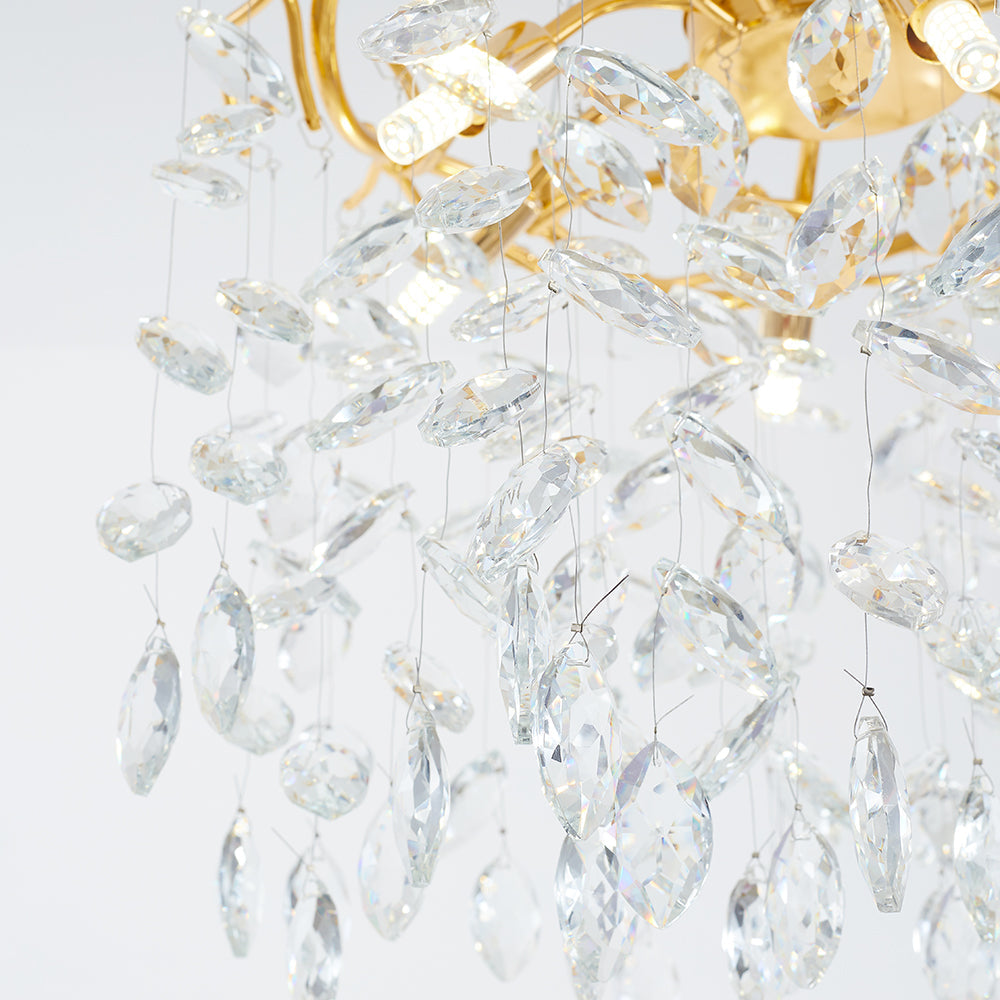 Marilyn Contemporary Gold Glass Crystal Chandelier