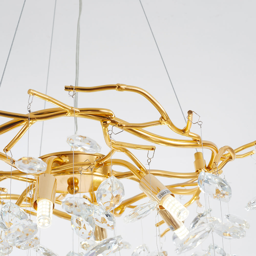 Marilyn Contemporary Gold Glass Crystal Chandelier