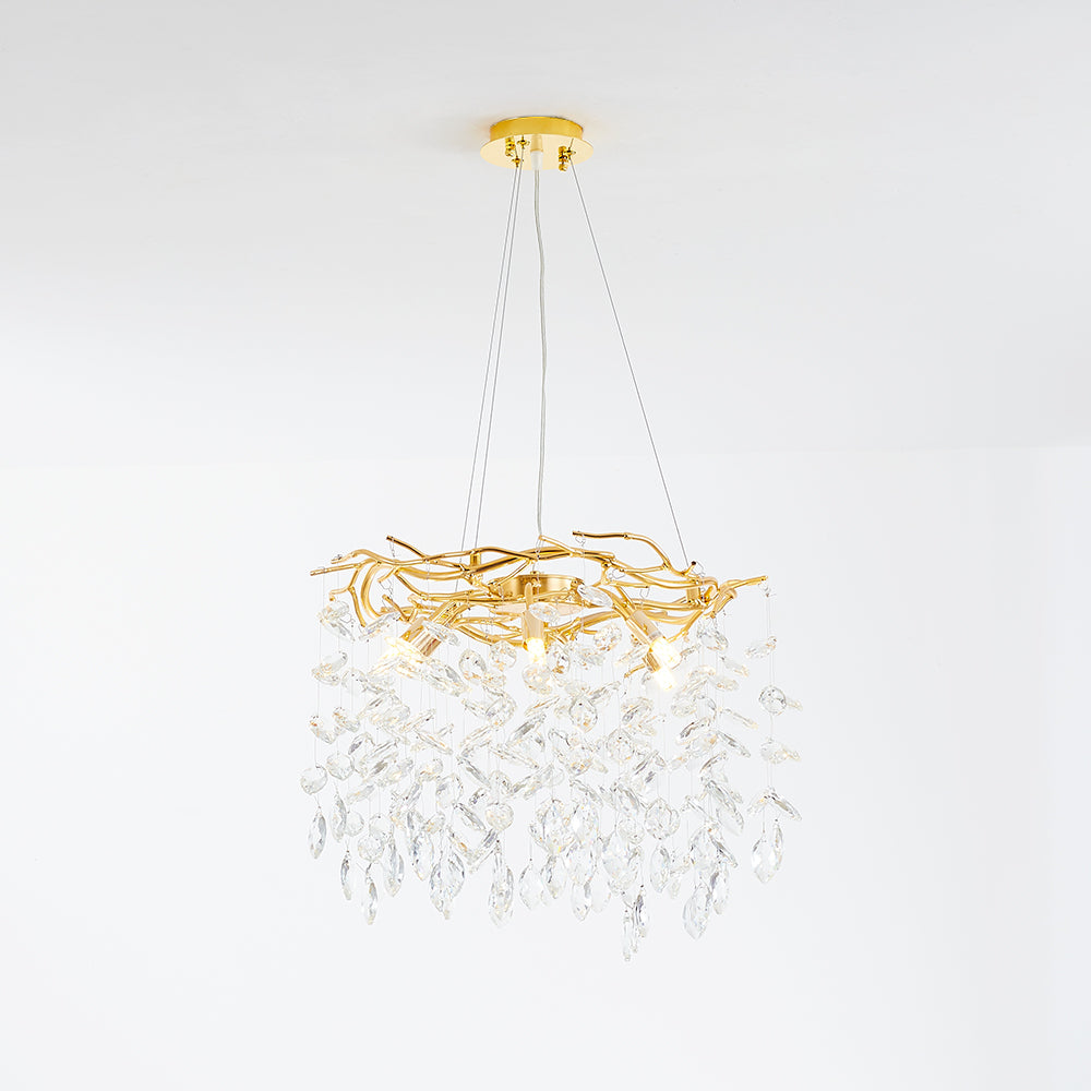 Marilyn Contemporary Gold Glass Crystal Chandelier