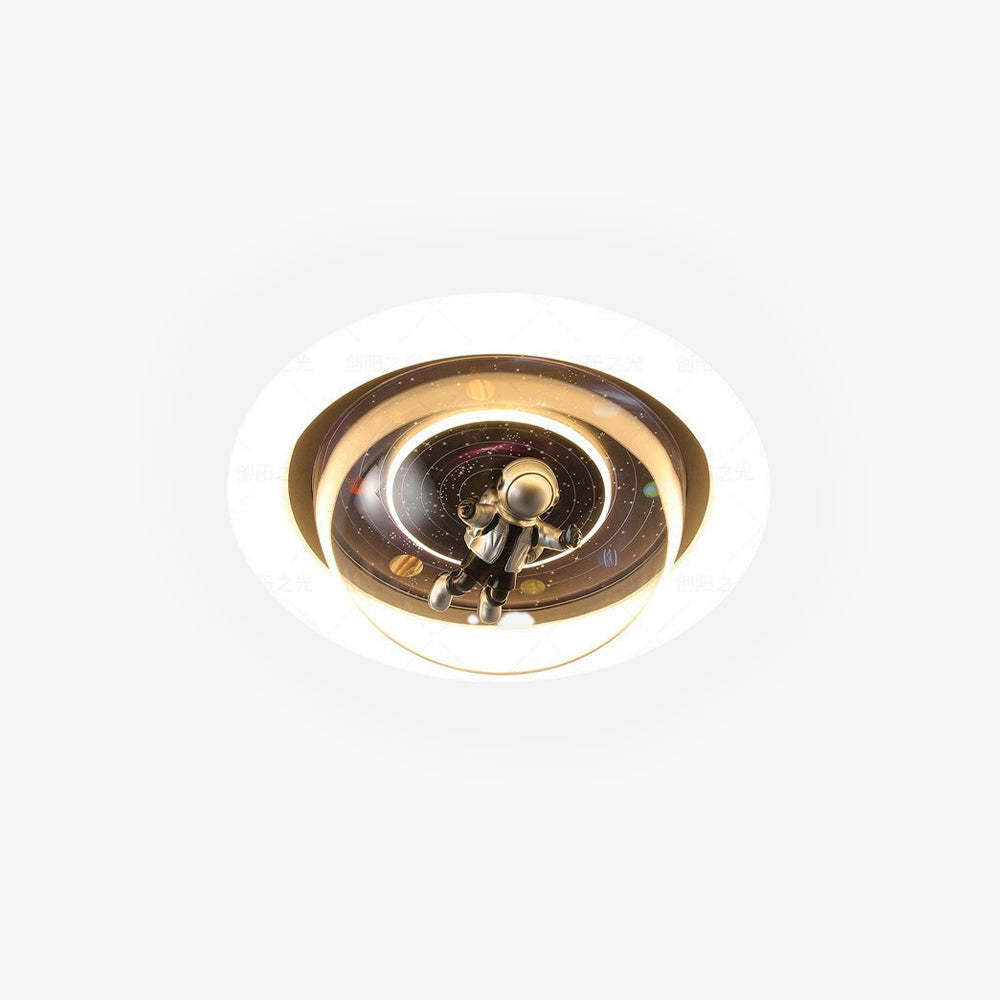 Fateh Cosmic Astronaut & Galaxy Motif Flush Mount Ceiling Light