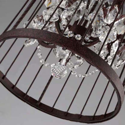 Cooley Birdcage Pendant Light rust finish with crystal accents