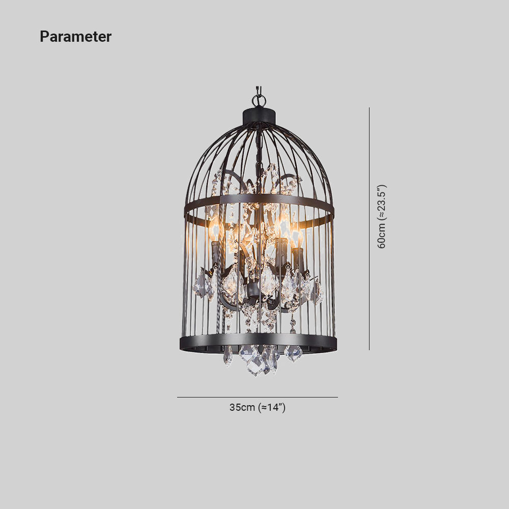 Cooley Birdcage Pendant Light with Dimensions - 60cm x 35cm