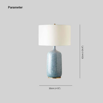 Sano Modern Drum Ceramic/Fabric Table Lamp, Blue
