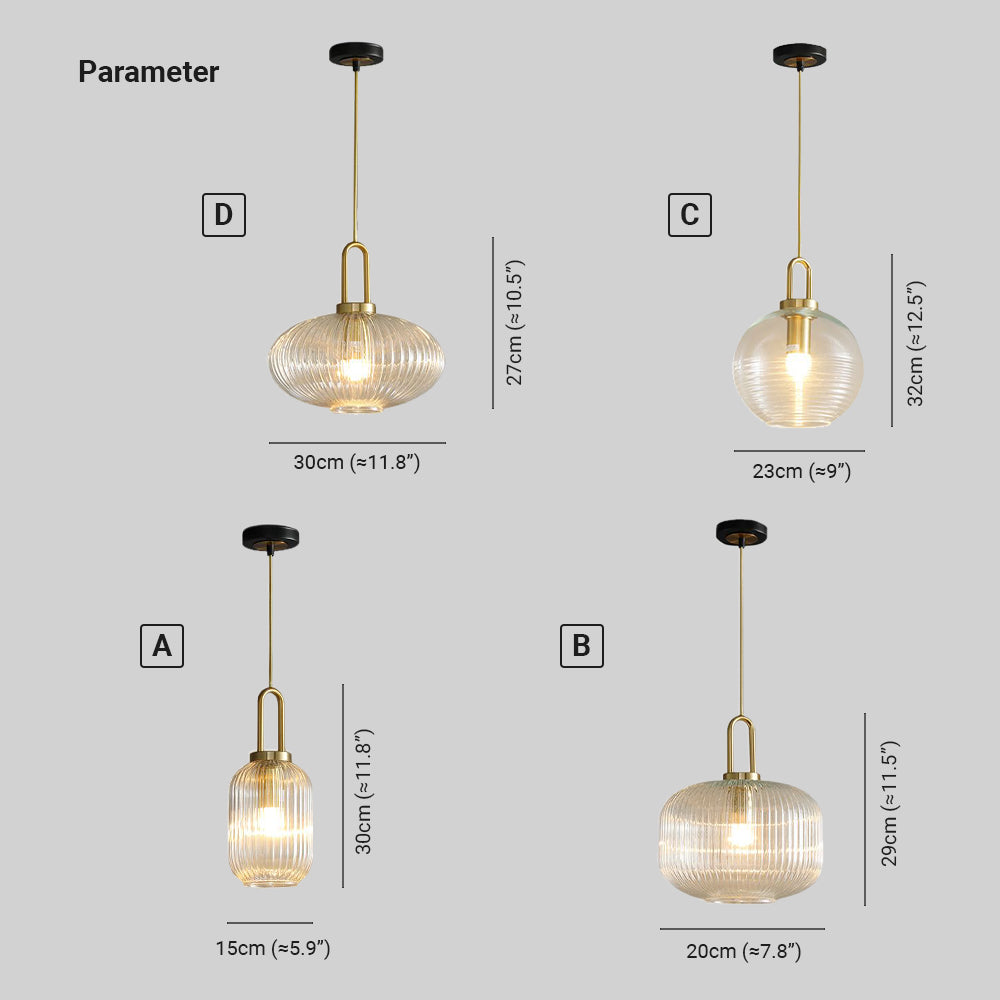 Sanna Modern Ribbed Clear Glass Pendant Light