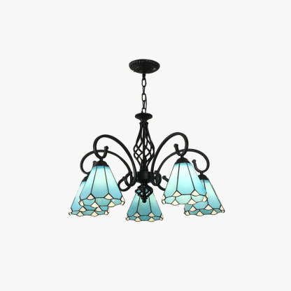 Silva Tiffany Mediterranean Branch Metal Chandelier