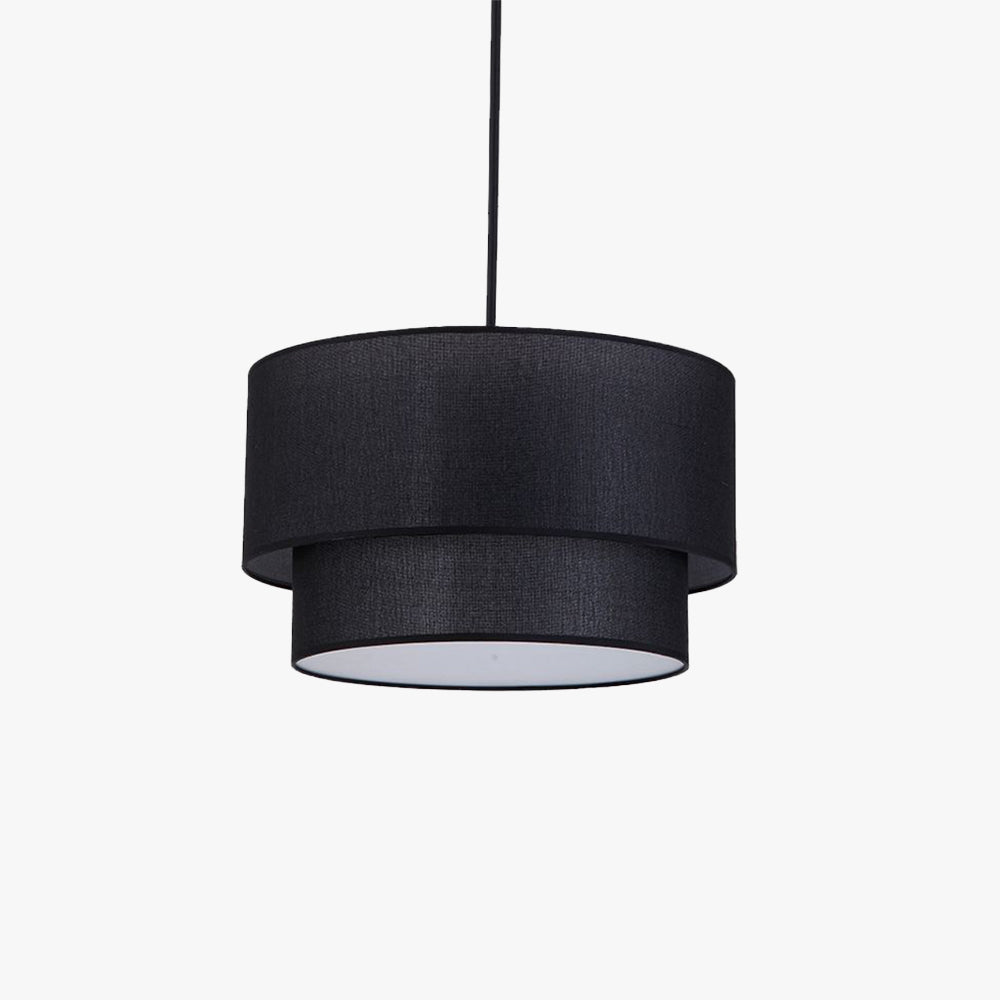 Renée Modern Dual Drum Fabric Pendant Light Flaxen