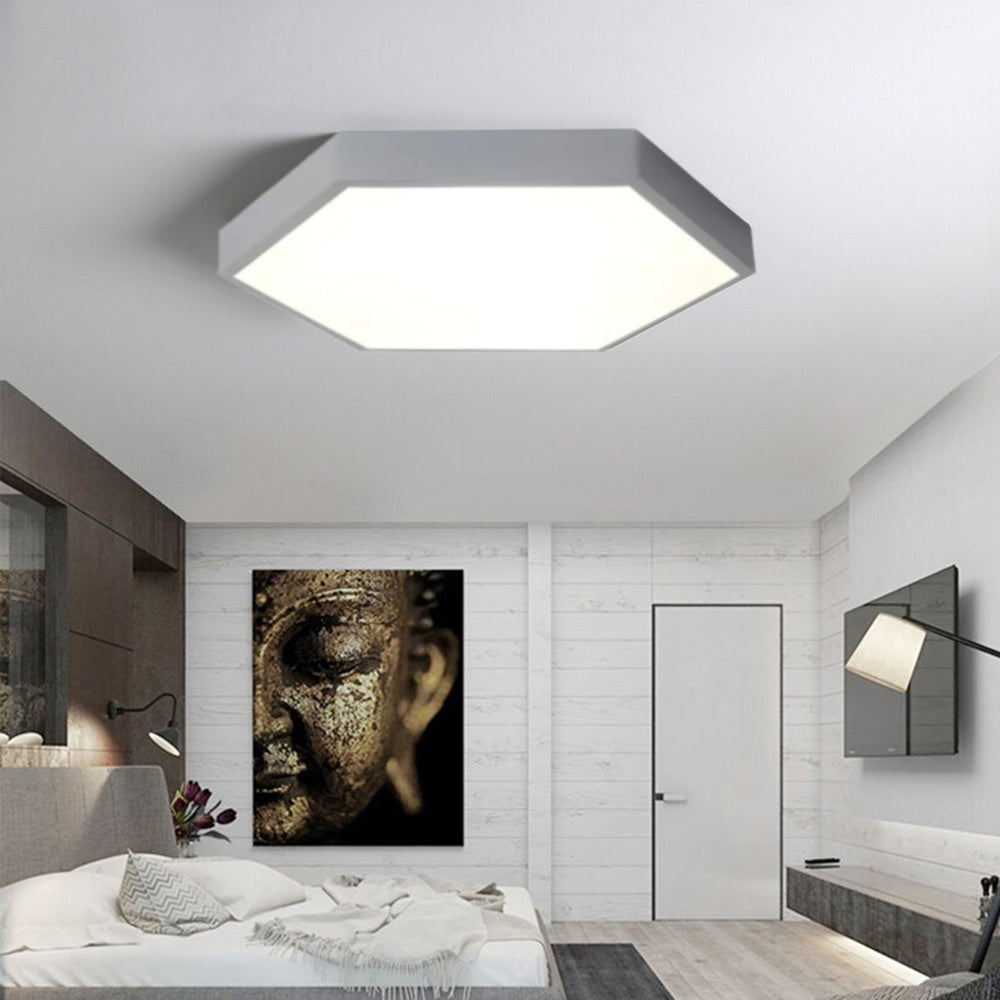 Morandi Modern Hexagon LED Metal Flush Mount Ceiling Light