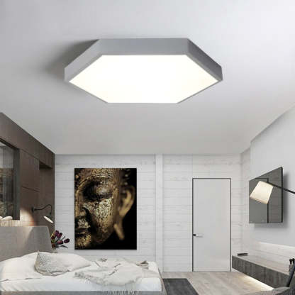 Morandi Modern Hexagon LED Metal Flush Mount Ceiling Light