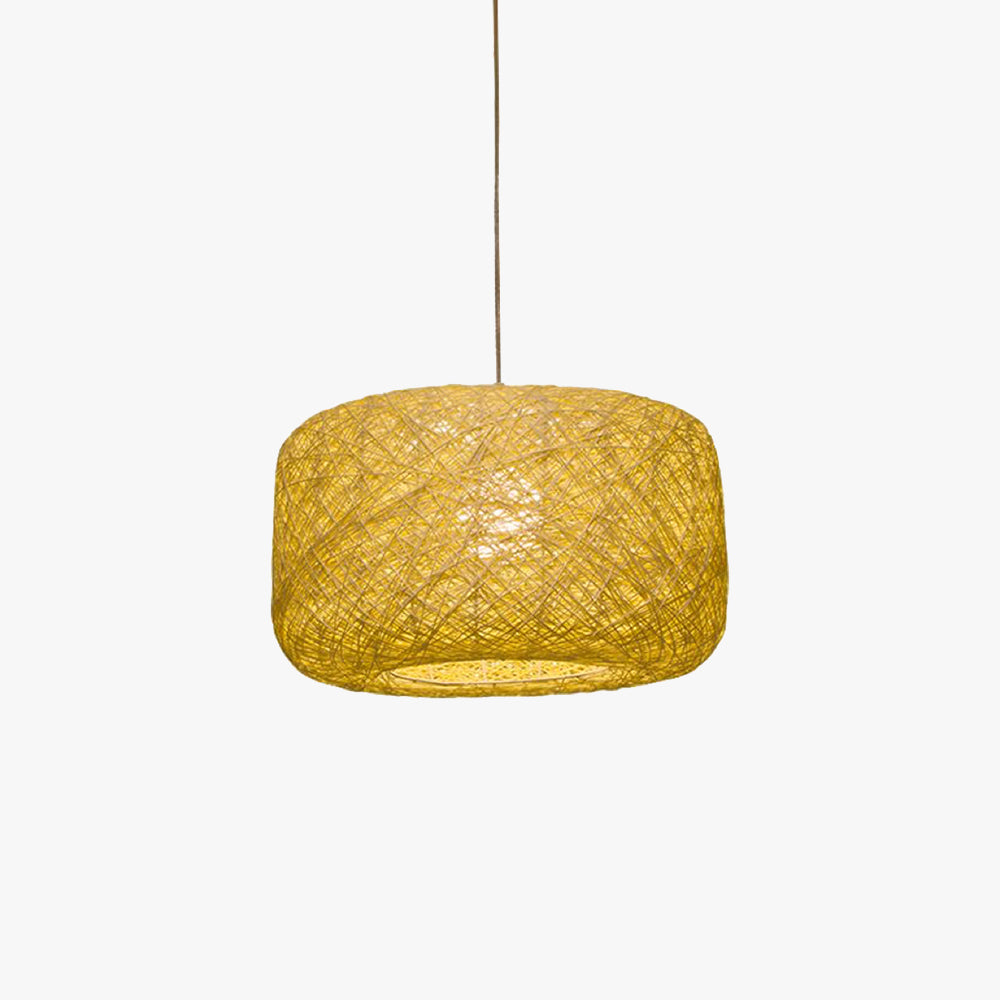Natural Cylindrical Lantern Rattan Pendant Light, Hallway