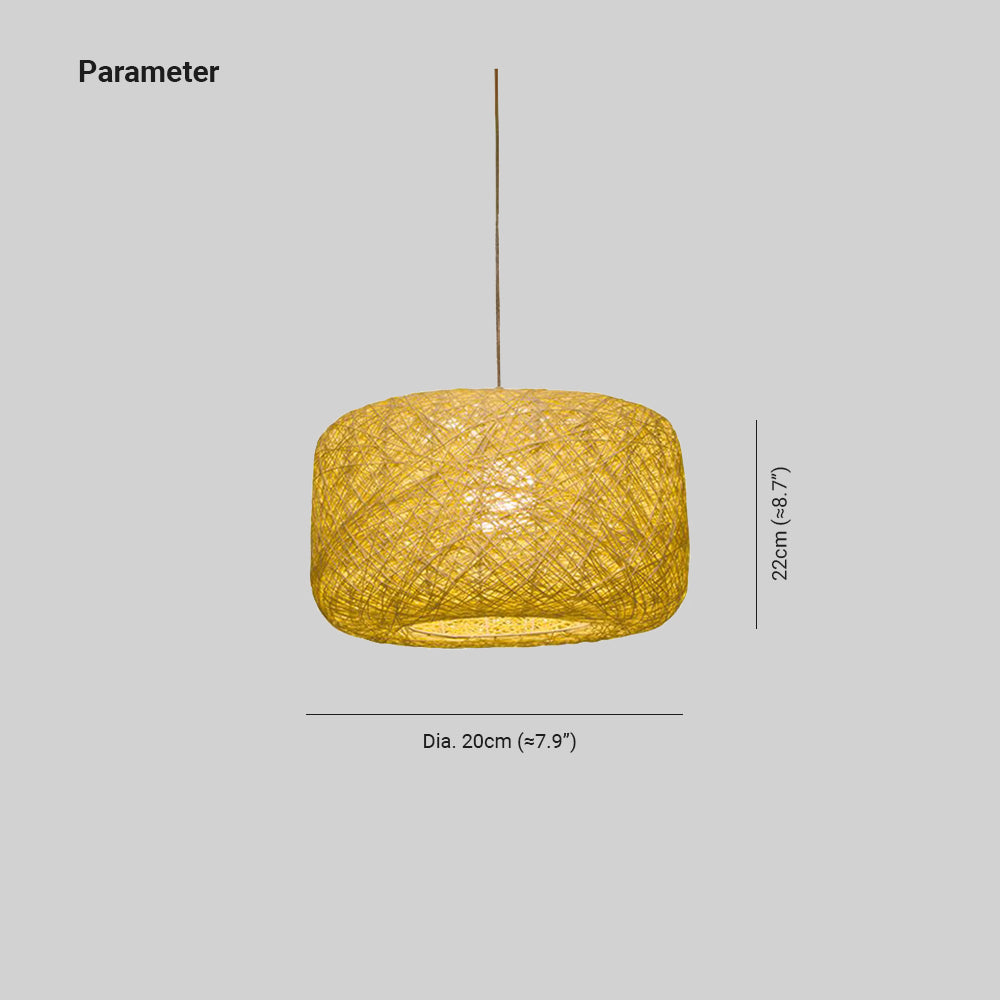 Natural Cylindrical Lantern Rattan Pendant Light, Hallway