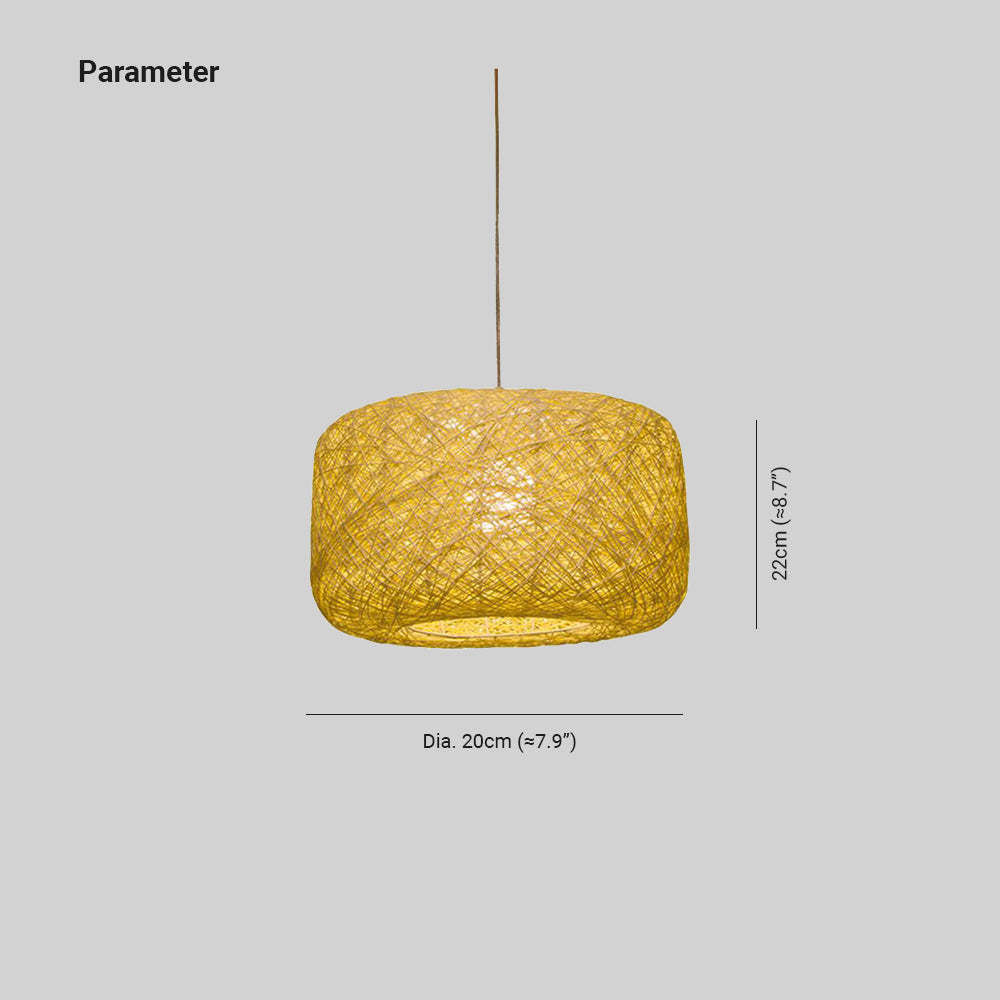 Natural Cylindrical Lantern Rattan Pendant Light, Hallway