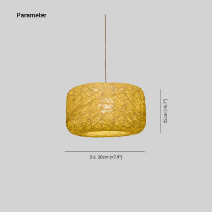 Natural Cylindrical Lantern Rattan Pendant Light, Hallway