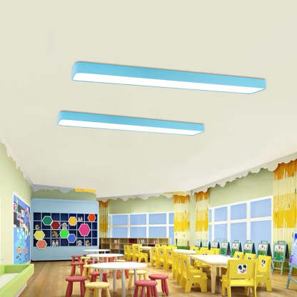 Blue Edge Linear Ceiling Light in a Classroom