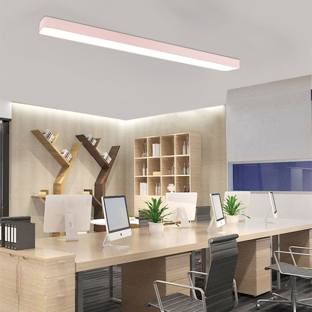 Pink Edge Linear Ceiling Light in Modern Office