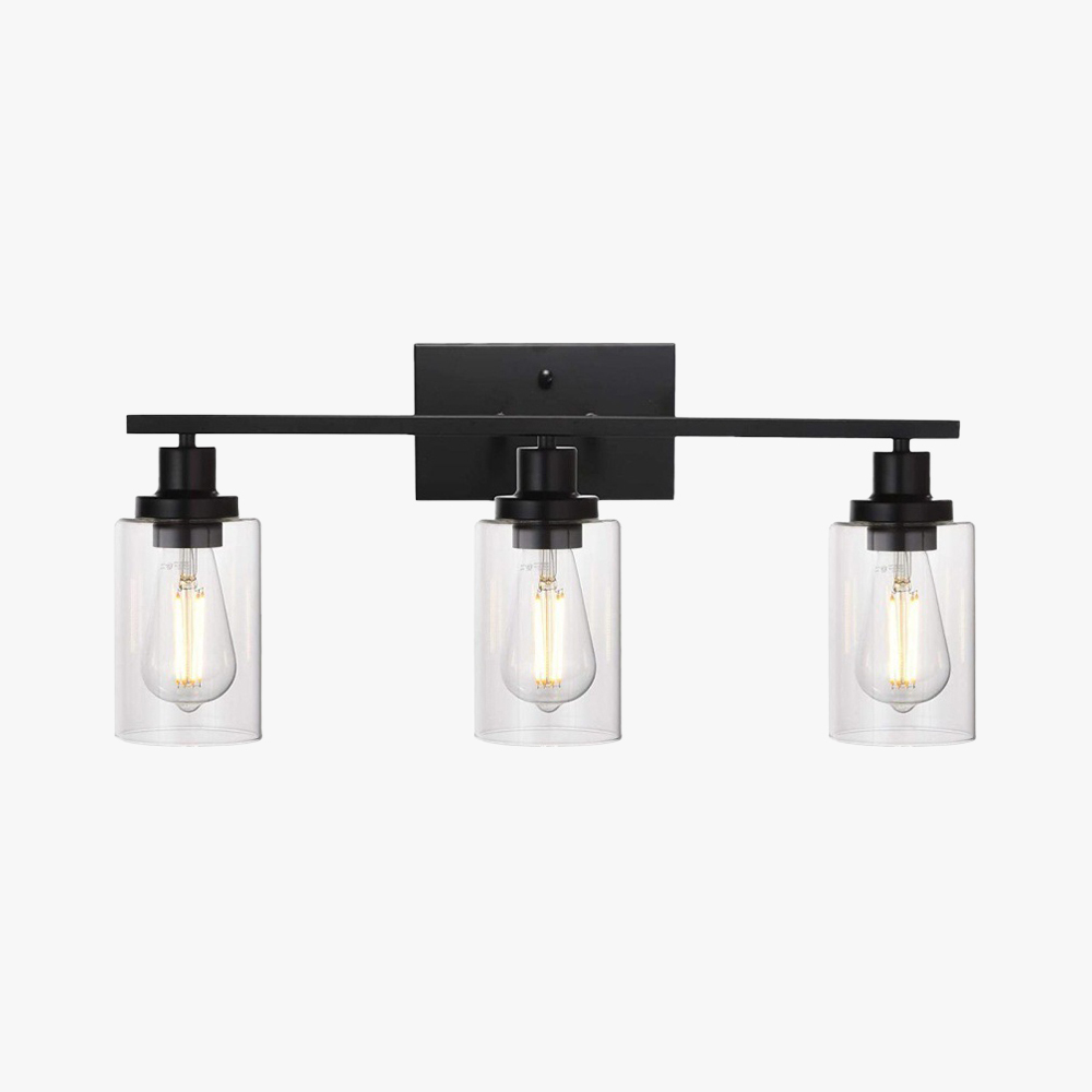 Alessio Industrial Metal/Glass Wall Lamp, Black, Bathroom, Vanity