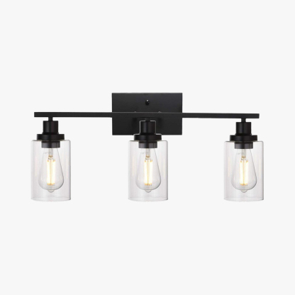 Alessio Industrial Metal/Glass Wall Lamp, Black, Bathroom, Vanity