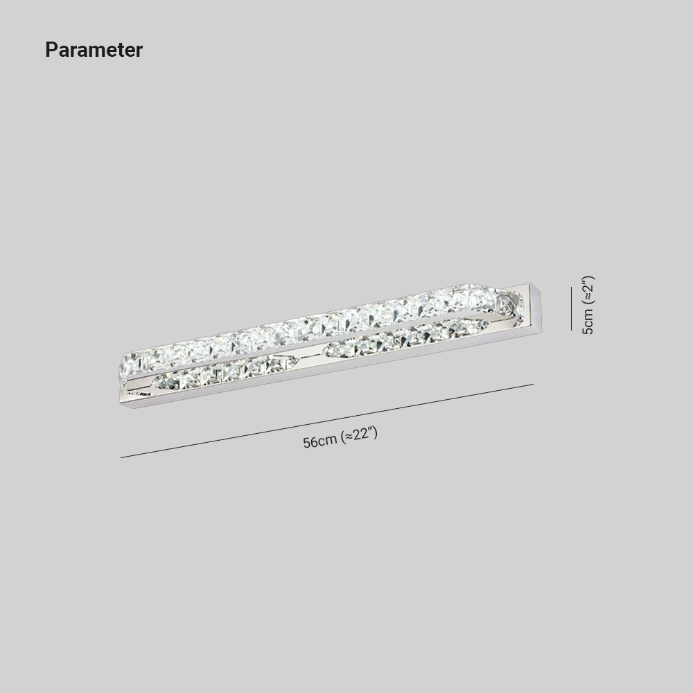 Kristy Luxury Linear Crystal Mirror Front Vanity Wall Lamp, Silver