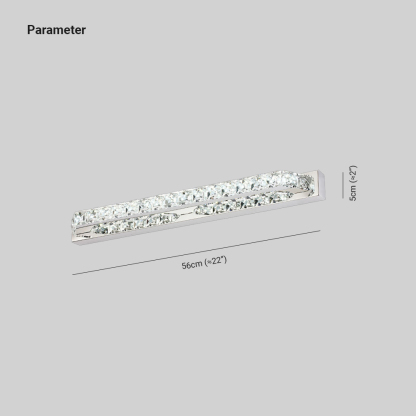 Kristy Luxury Linear Crystal Mirror Front Vanity Wall Lamp, Silver