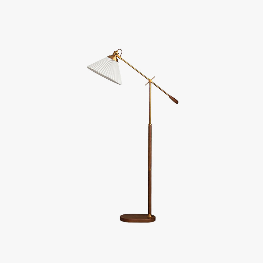 Ozawa Floor Lamp Pleated Retro, Metal/Wood, Living Room
