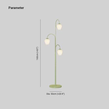 Lily Green Shade Flower Floor Lamp, Metal/Glass, Living Room/Bedroom