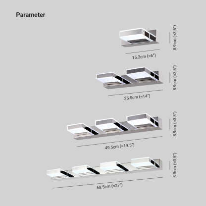 Leigh Modern Square  Acrylic Mirror Front Vanity Wall Lamp , Chrome