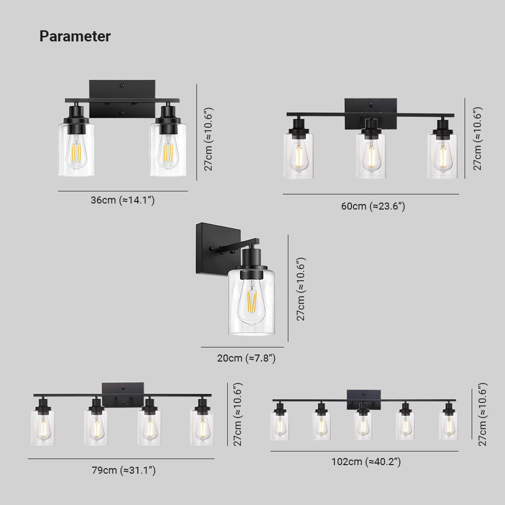 Alessio Modern Mirror Front Black Vanity Wall Lamp, Metal/Glass